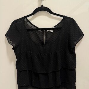 American Eagle Black Ruffle Top
